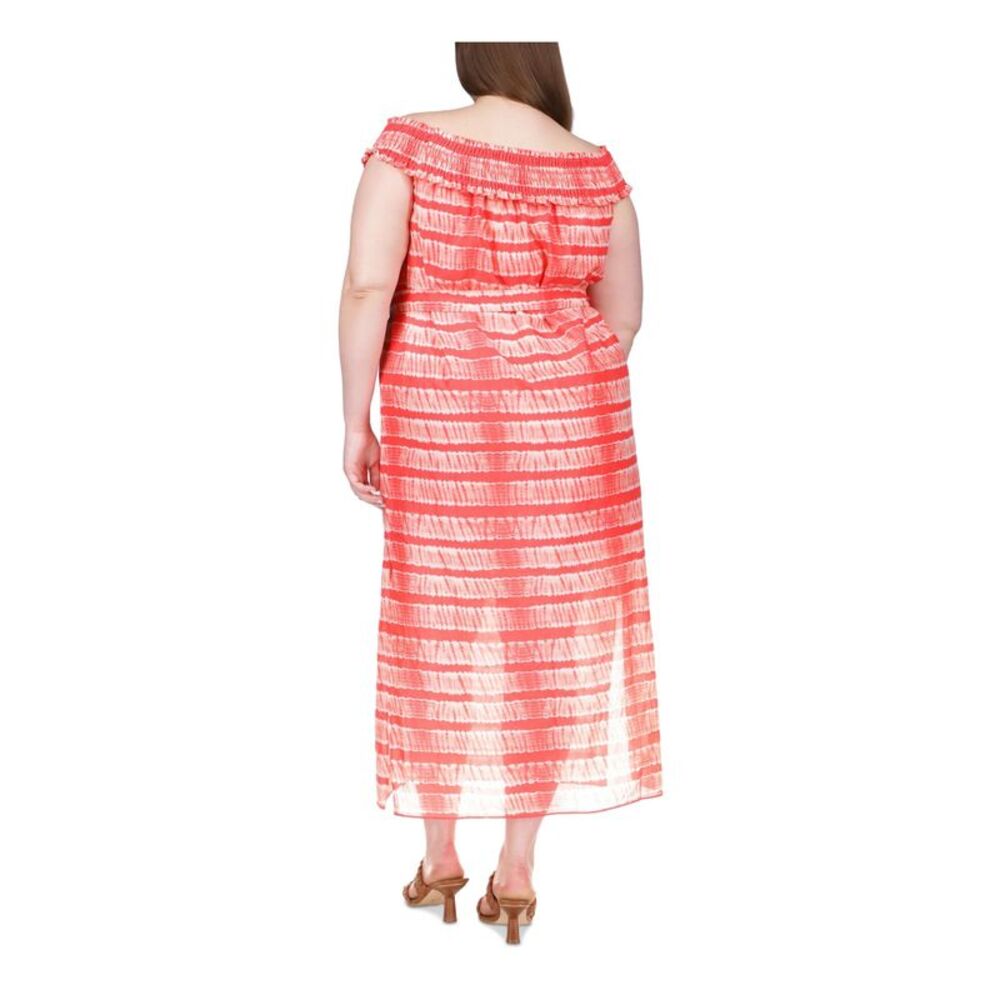 MICHAEL KORS Womens Red Lined Short Sleeve Off Shoulder Maxi Shift Dress Plus 3X - Picture 2 of 4
